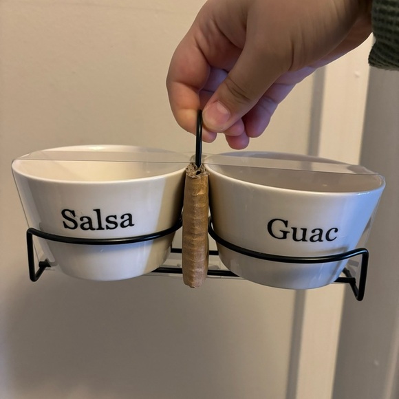 Salsa and Guacamole Dip Bowls and Holder - Picture 3 of 10
